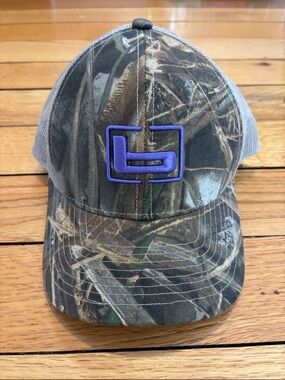 Banded Camo Trucker Hat with Purple Logo - Men’s Outdoor Cap